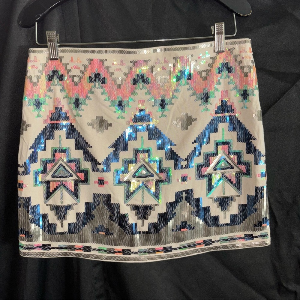 Y2k Express Aztec Print Sequin Iridescent Mini Sk… - image 6
